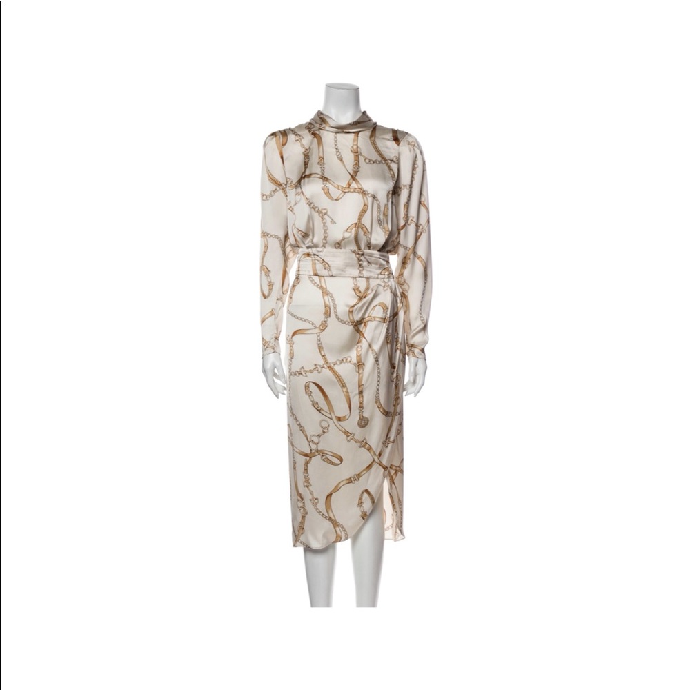 Ronny Kobo Printed Long Sleeve Mock Neck Dress